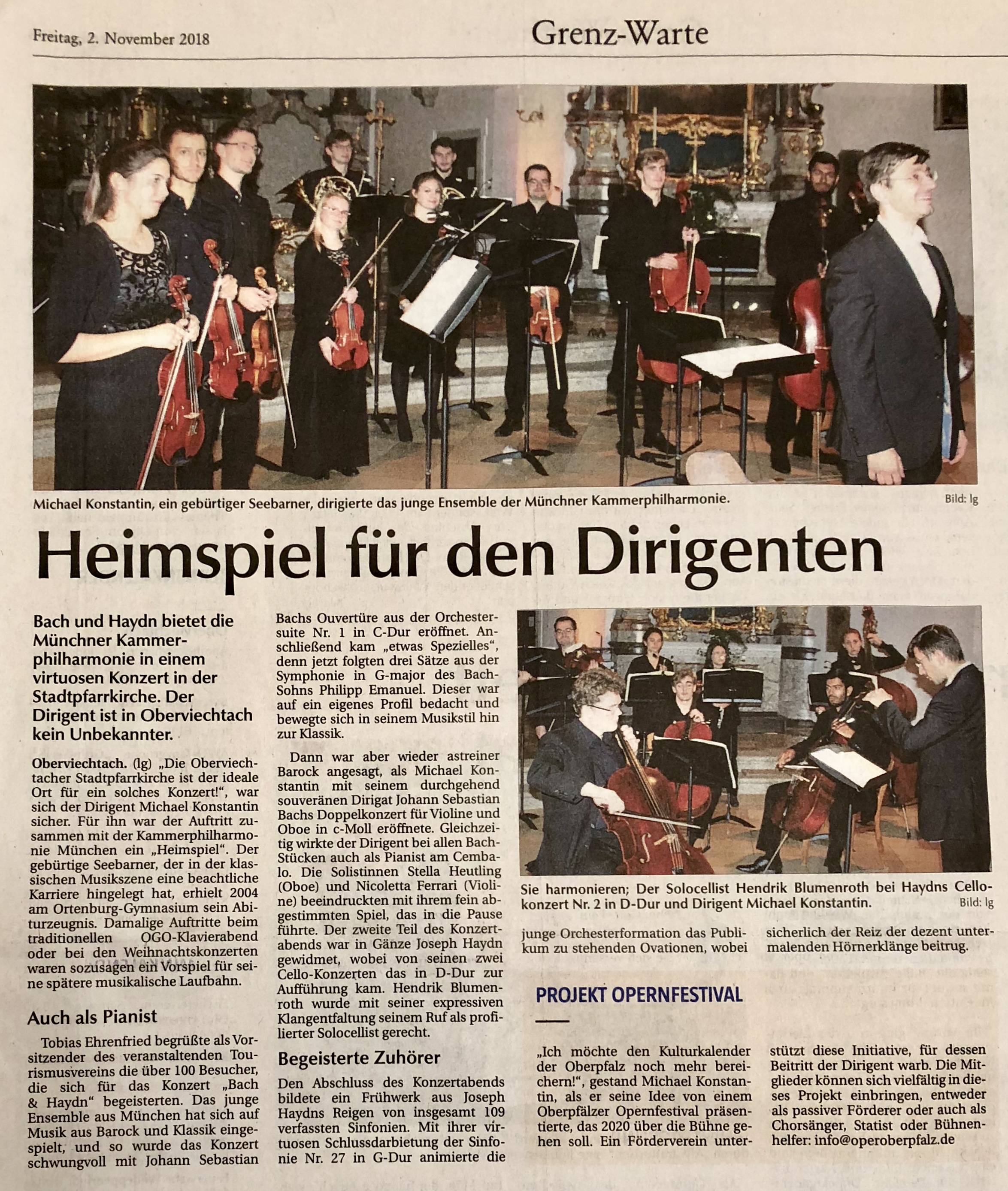 Konzert der Kammerphilharmonie München im AGV in Oberviechtach 20181102 - Der Neue Tag, Bild und Text: Georg Lang