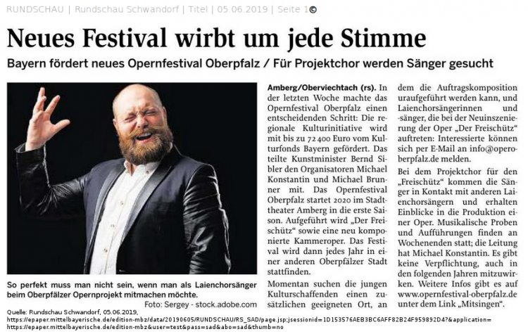 Opernfestival Oberpfalz sucht Chorsänger